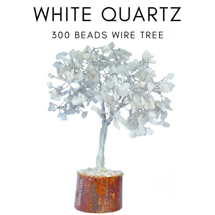 300 PERLES DE PIERRE DE QUARTZ BLANC EN FIL D'ARBRE