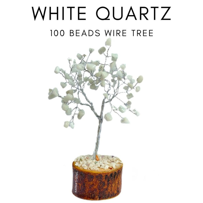 100 PERLES DE QUARTZ BLANC EN FIL D'ARBRE