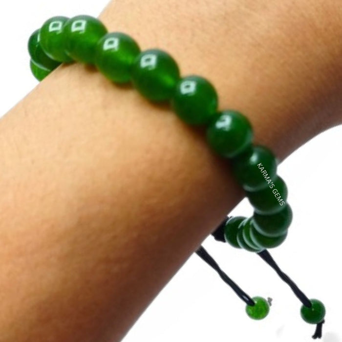 Bracelet en fil de jade vert avec perles de 8 mm