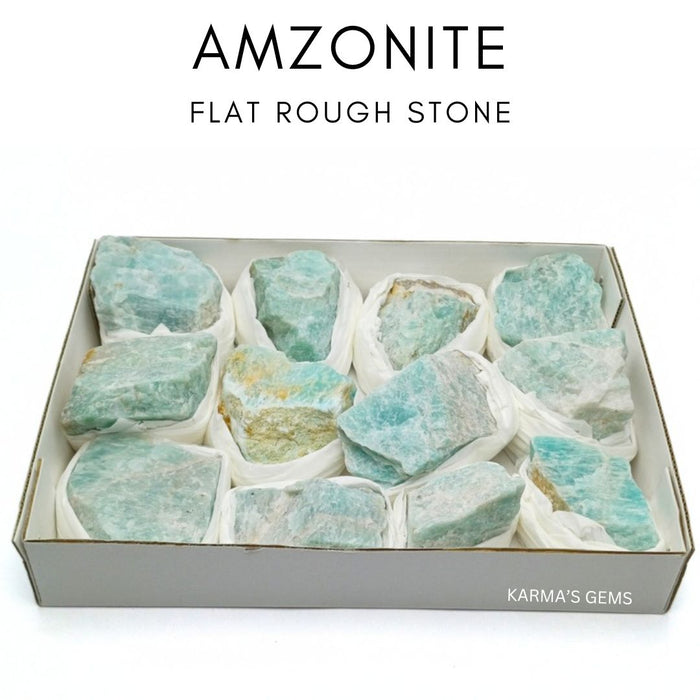 12 Stück flach verpackte Amazonit-Rohsteine