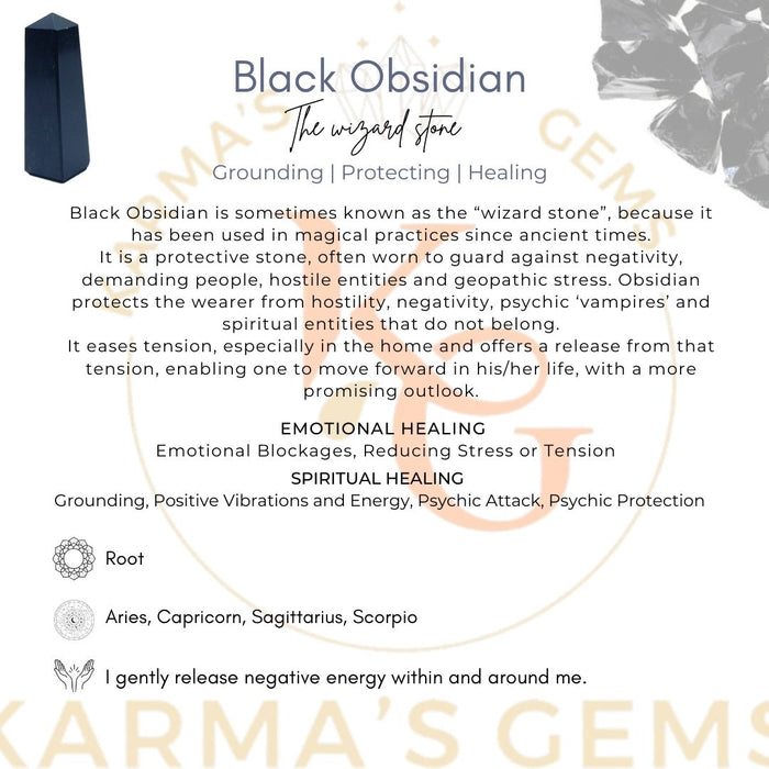 4 CORNER BLACK OBSIDIAN OBELISK