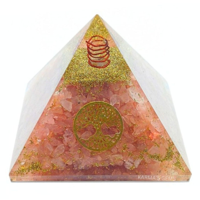 Baum des Lebens Rosenquarz Orgonit Pyramide