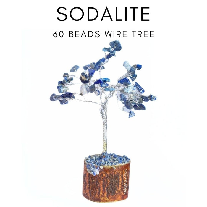 60 PERLES DE PIERRE DE SODALITE EN FIL D'ARBRE