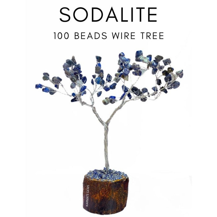 100 PERLES DE PIERRE DE SODALITE EN FIL D'ARBRE