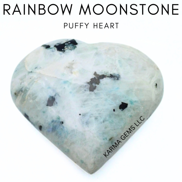 2" Regenbogen-Mondstein-Puffy-Herz