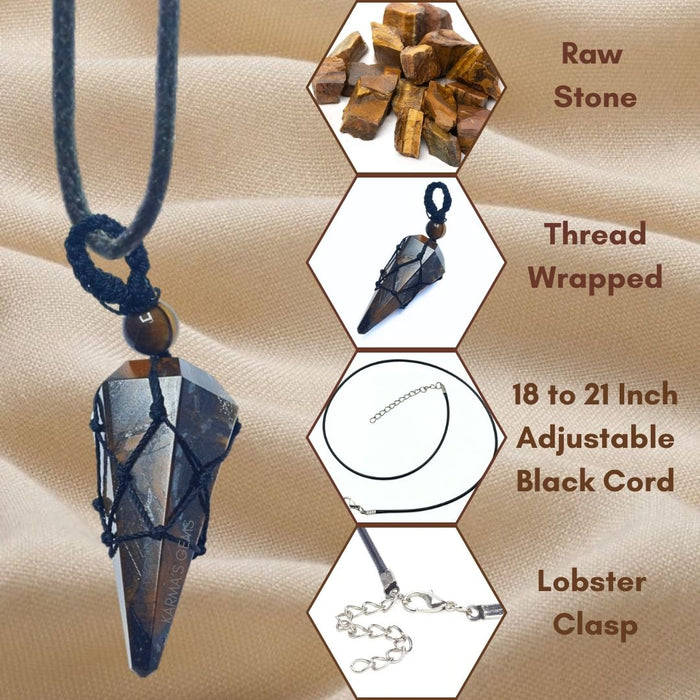TIGER EYE STONE THREAD WRAPPED PENDULUM PENDANT