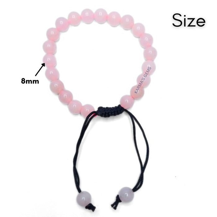 Bracelet en fil de quartz rose avec perles de 8 mm
