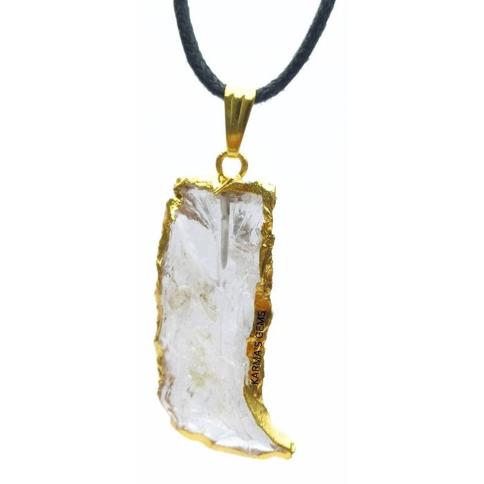 PENDENTIF EN PIERRE DE QUARTZ CLAIR ÉLECTROPLAQUÉE