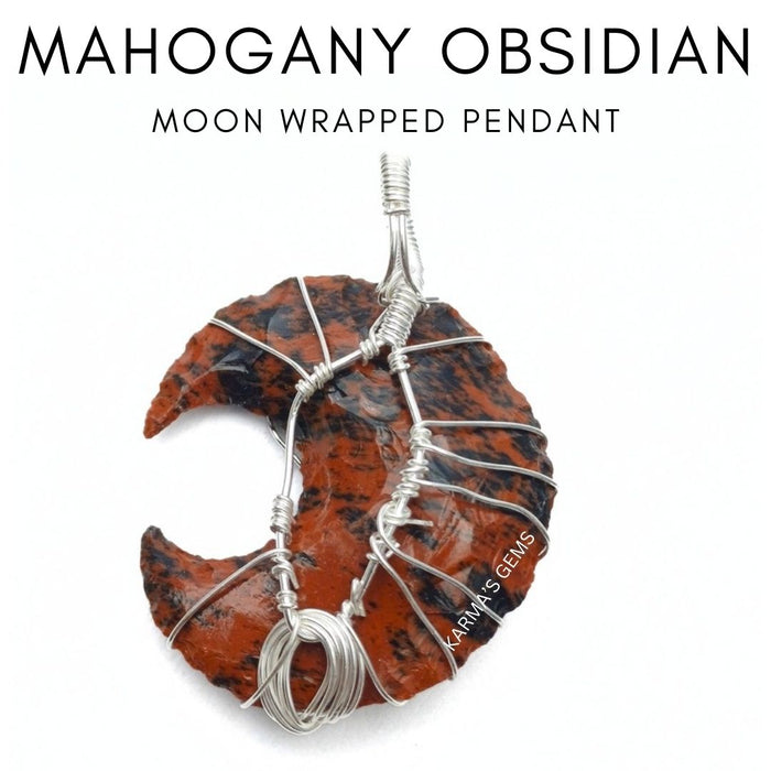 Mondförmiger Anhänger aus Mahagoni-Obsidian