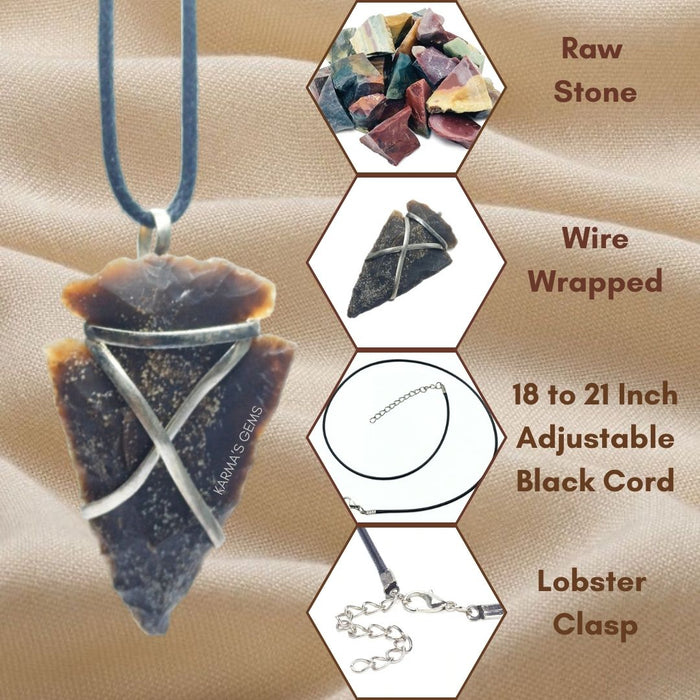 1" TO 1.5" FANCY JASPER SPEARHEAD ARROWHEAD PENDANT