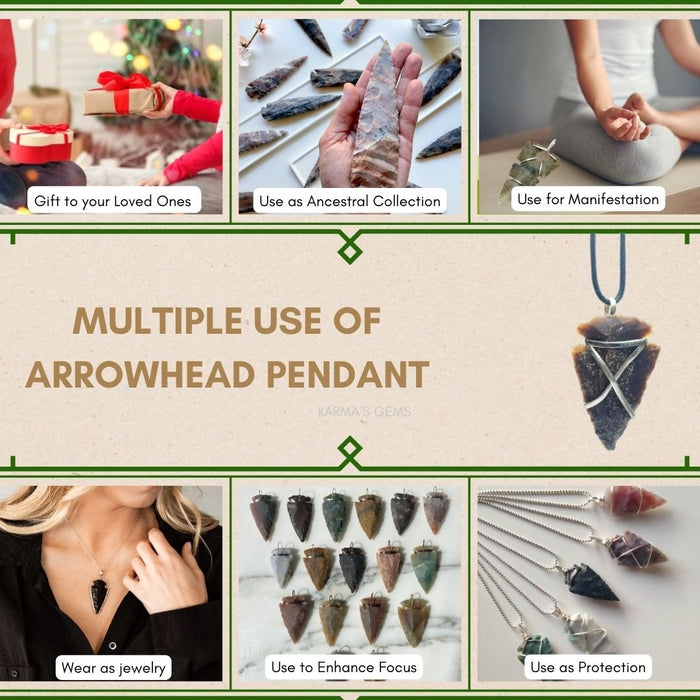 1" TO 1.5" FANCY JASPER SPEARHEAD ARROWHEAD PENDANT