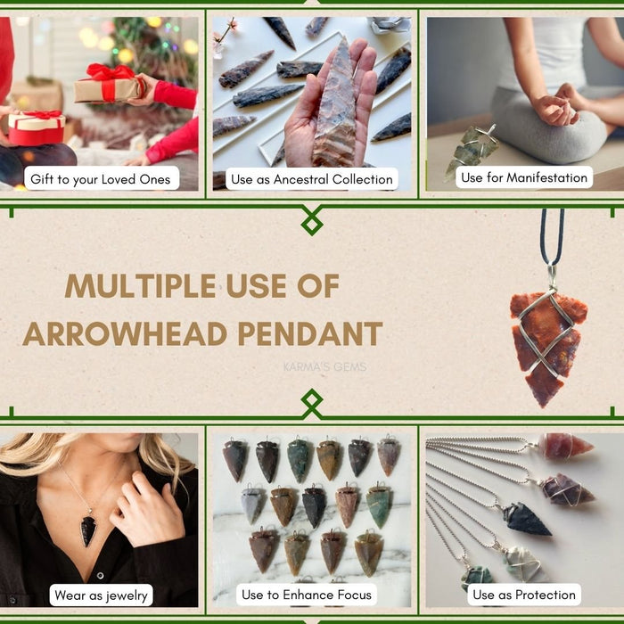 1" TO 1.5" FANCY JASPER SPEARHEAD ARROWHEAD PENDANT