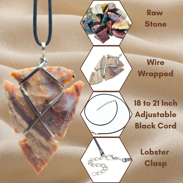 1" TO 1.5" FANCY JASPER SPEARHEAD ARROWHEAD PENDANT
