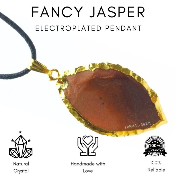 ELECTROPLATED FANCY JASPER STONE PENDANT