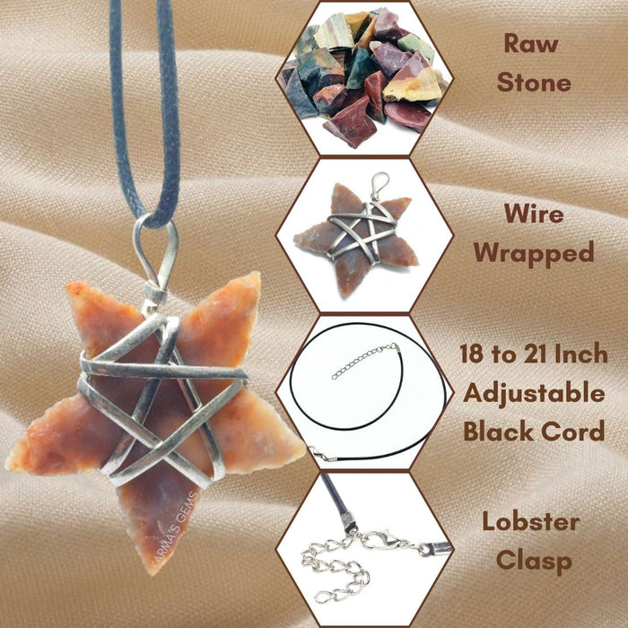1" TO 1.5" FANCY JASPER SPEARHEAD ARROWHEAD PENDANT