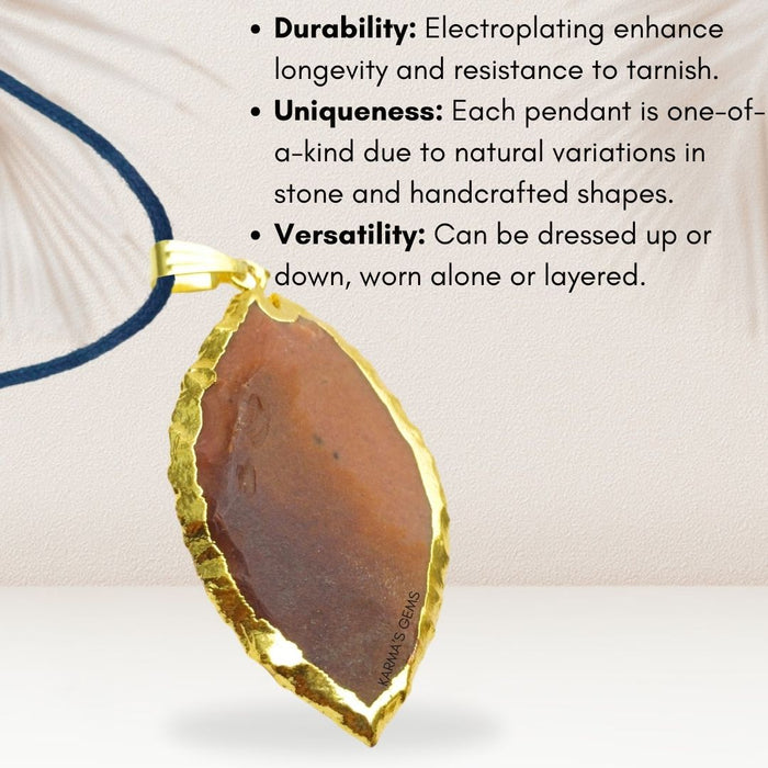 ELECTROPLATED FANCY JASPER STONE PENDANT