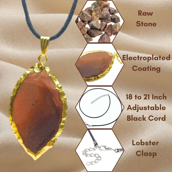 ELECTROPLATED FANCY JASPER STONE PENDANT