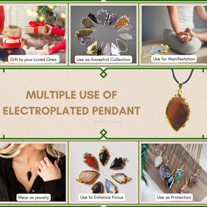 ELECTROPLATED FANCY JASPER STONE PENDANT