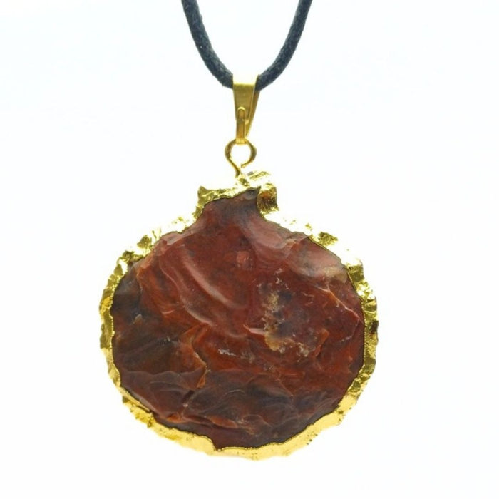 ELECTROPLATED FANCY JASPER STONE PENDANT