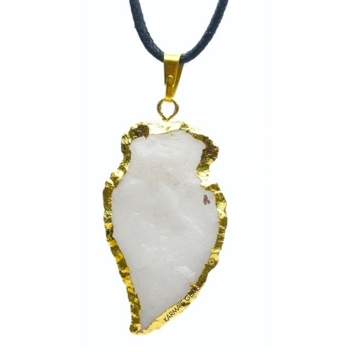 ELECTROPLATED WHITE QUARTZ STONE PENDANT