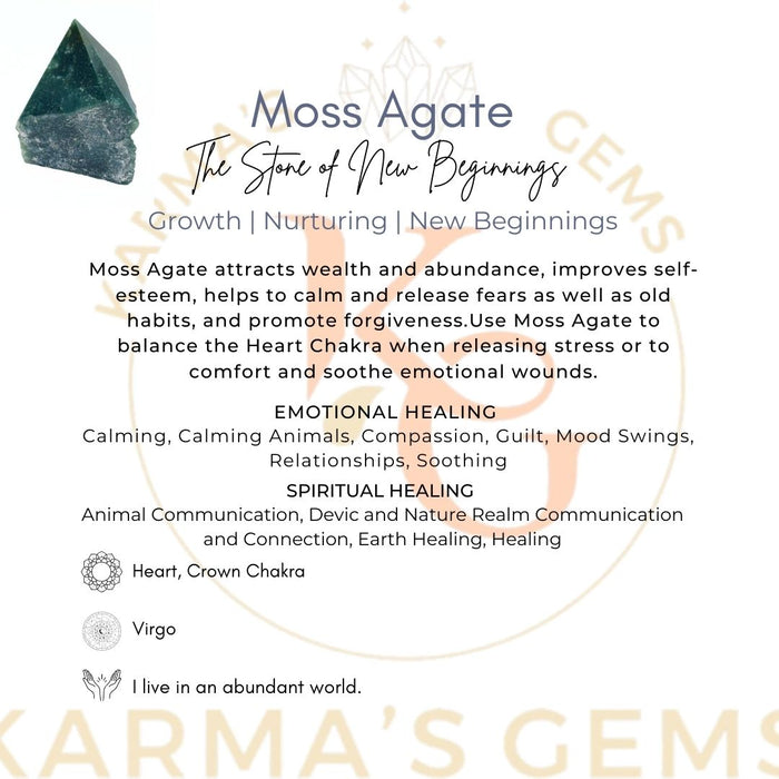 MOSS AGATE STONE CUT BASE POLISH POINT