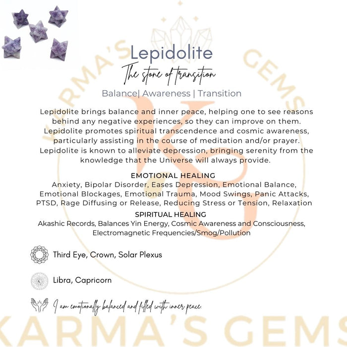 5 PCS MARKABA LEPIDOLITE STAR SET