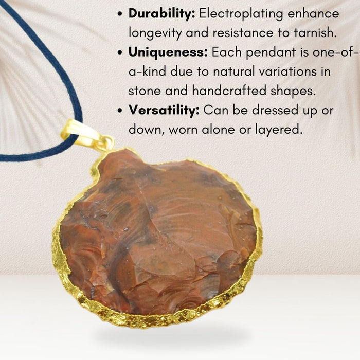 ELECTROPLATED FANCY JASPER STONE PENDANT