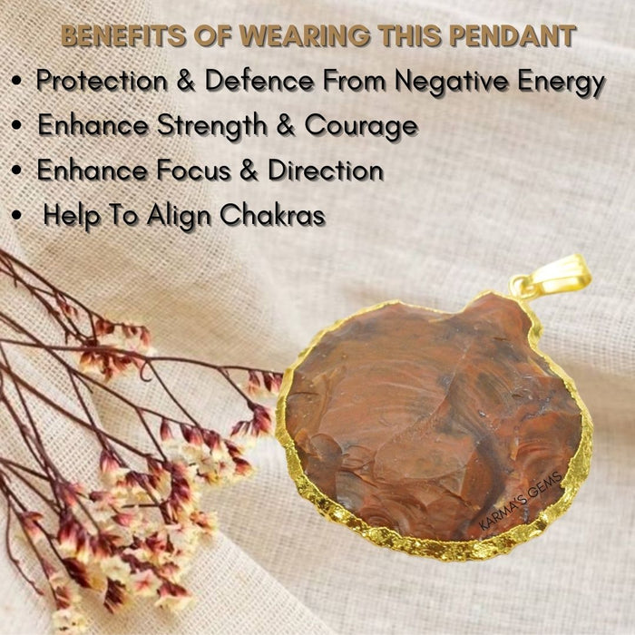 ELECTROPLATED FANCY JASPER STONE PENDANT