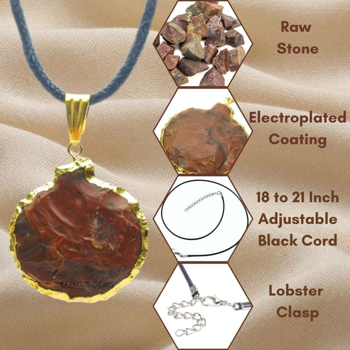 ELECTROPLATED FANCY JASPER STONE PENDANT