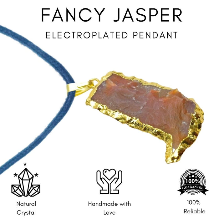ELECTROPLATED FANCY JASPER STONE PENDANT