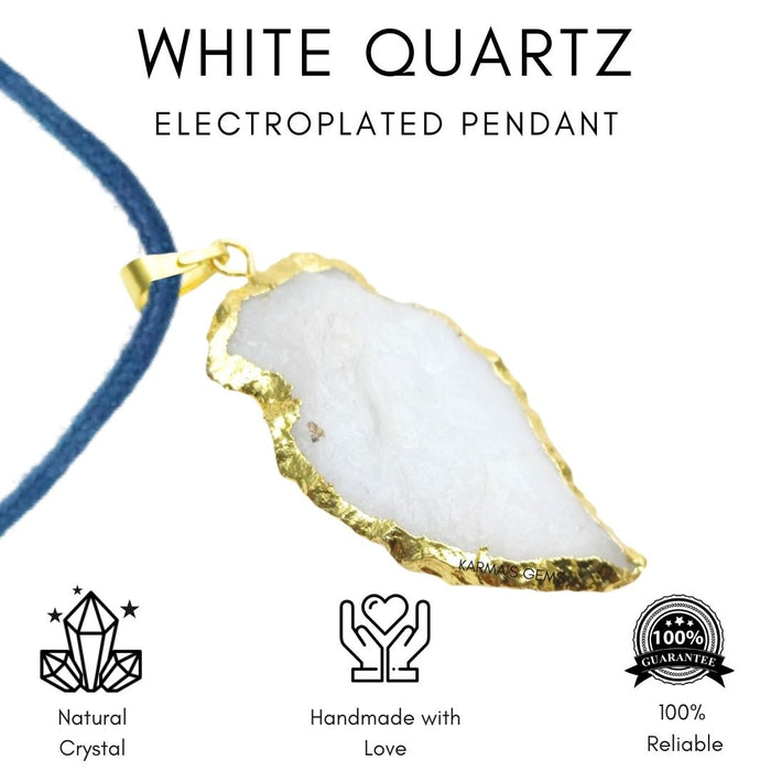 ELECTROPLATED WHITE QUARTZ STONE PENDANT