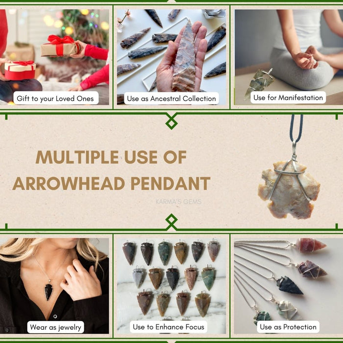 1" TO 1.5" FANCY JASPER SPEARHEAD ARROWHEAD PENDANT
