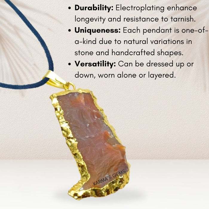 ELECTROPLATED FANCY JASPER STONE PENDANT