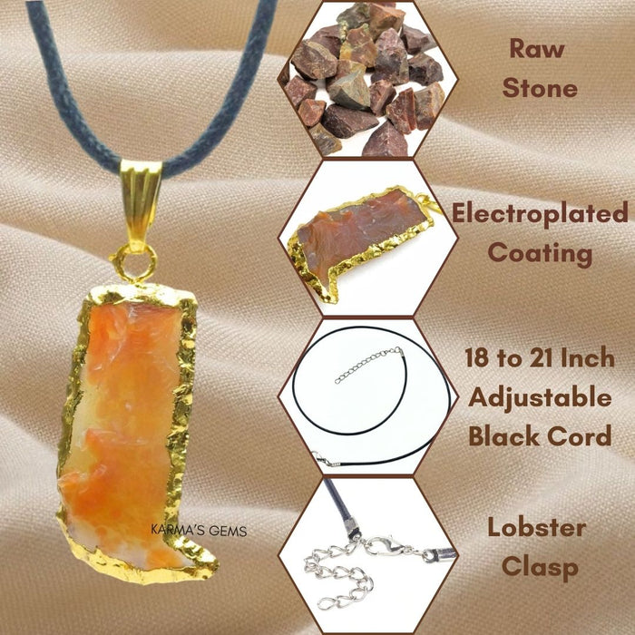 ELECTROPLATED FANCY JASPER STONE PENDANT