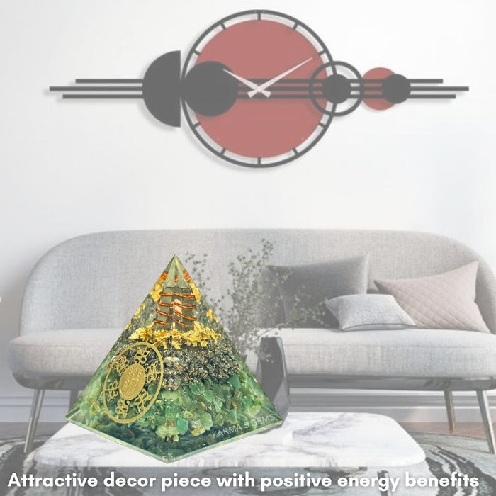 GREEN, PYRITE ZIBU ORGONITE PYRAMID