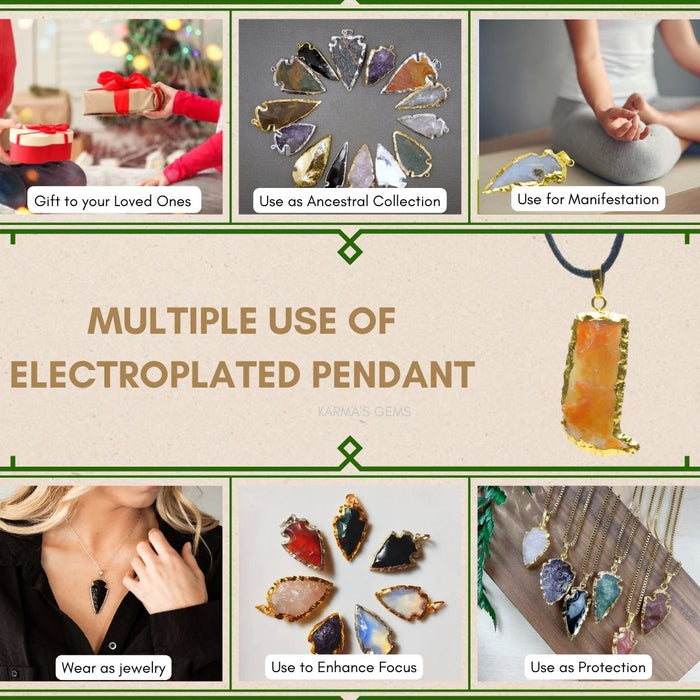 ELECTROPLATED FANCY JASPER STONE PENDANT