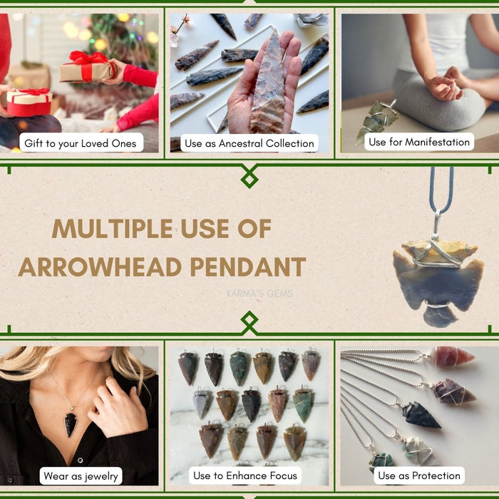1" TO 1.5" FANCY JASPER SPEARHEAD ARROWHEAD PENDANT