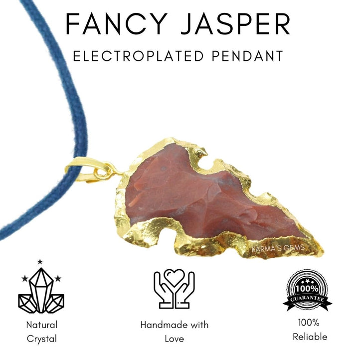 ELECTROPLATED FANCY JASPER STONE PENDANT