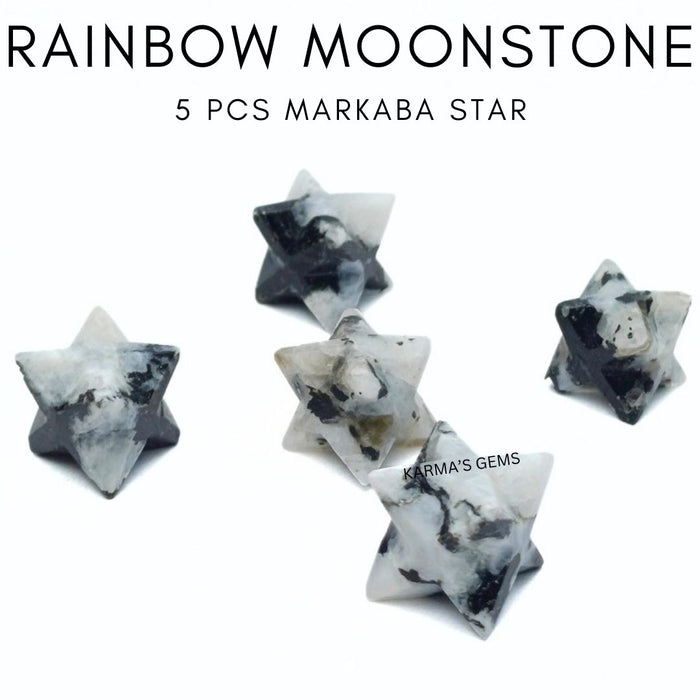 5 PCS MARKABA  RAINBOW MOONSTONE STAR SET