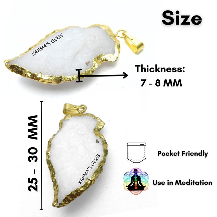 ELECTROPLATED WHITE QUARTZ STONE PENDANT