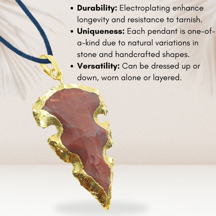 ELECTROPLATED FANCY JASPER STONE PENDANT