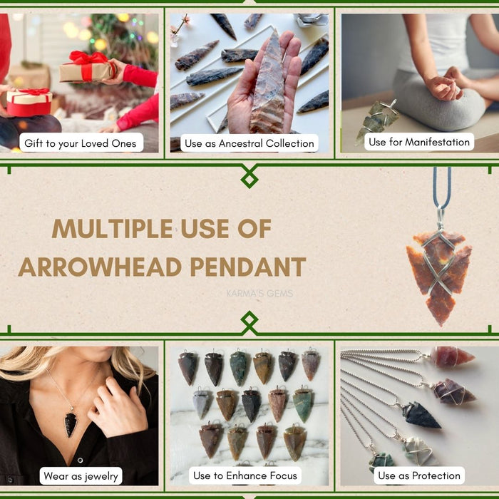 1" TO 1.5" FANCY JASPER SPEARHEAD ARROWHEAD PENDANT