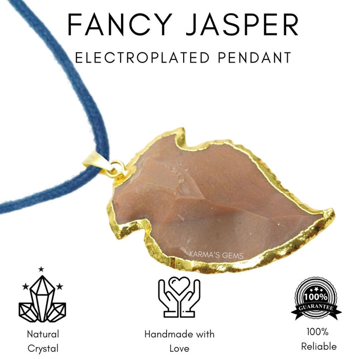 ELECTROPLATED FANCY JASPER STONE PENDANT