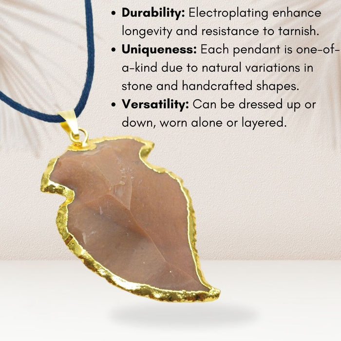 ELECTROPLATED FANCY JASPER STONE PENDANT