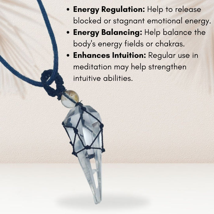 CLEAR QUARTZ STONE THREAD WRAPPED PENDULUM PENDANT