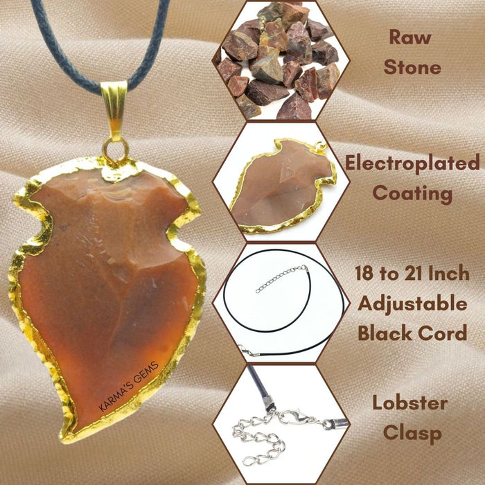 ELECTROPLATED FANCY JASPER STONE PENDANT