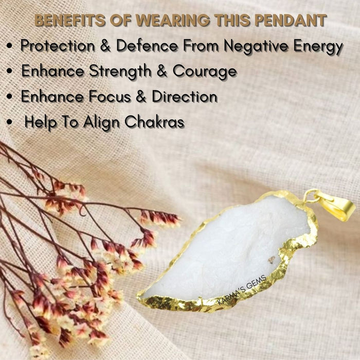 ELECTROPLATED WHITE QUARTZ STONE PENDANT