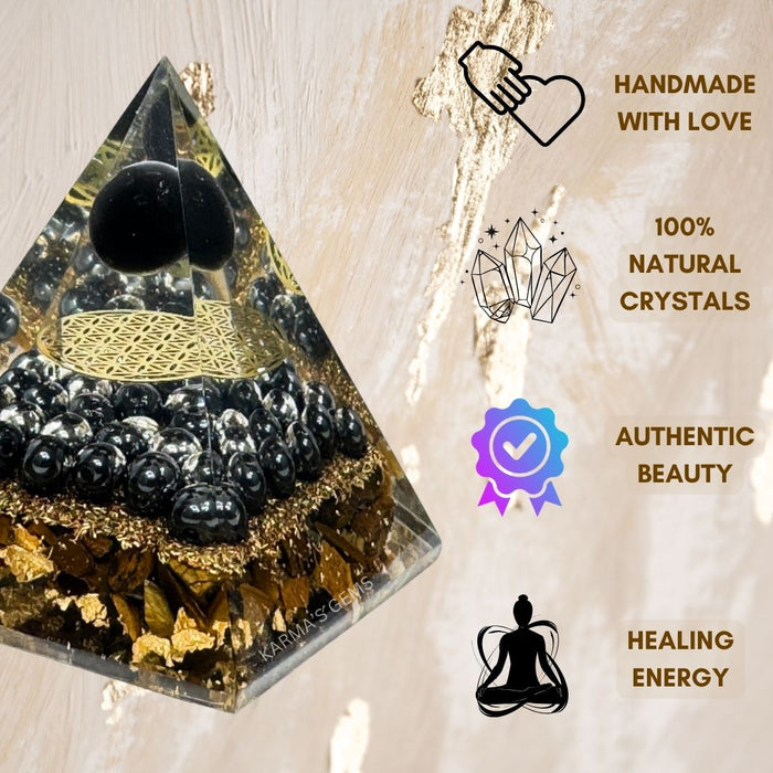 TRIPLE PROTECTION FLOWER OF LIFE ORGONITE PYRAMID