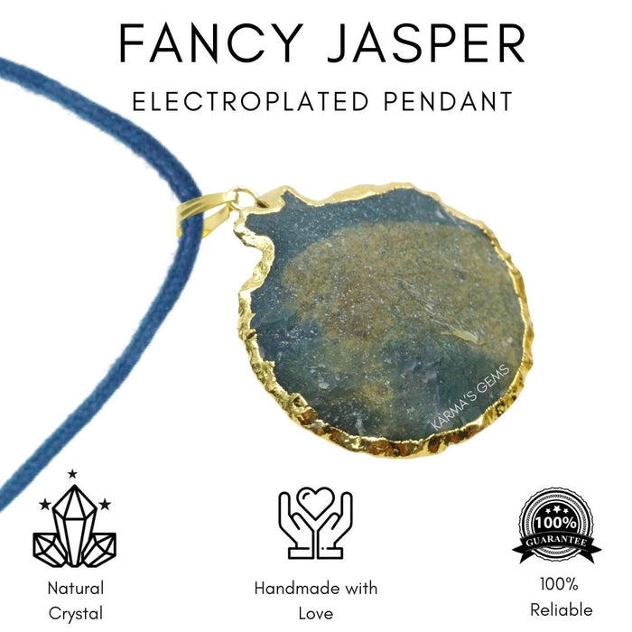 ELECTROPLATED FANCY JASPER STONE PENDANT