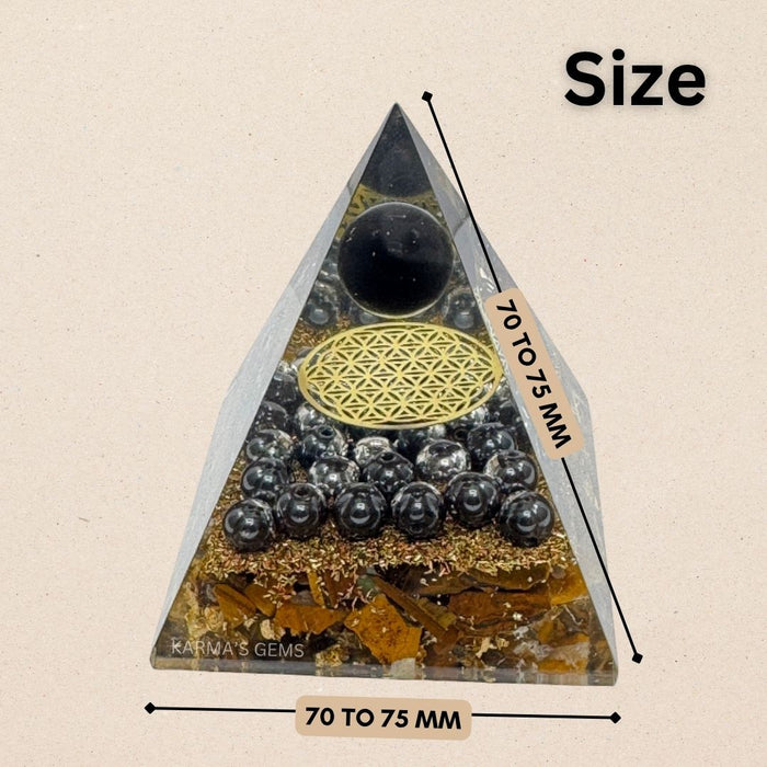 TRIPLE PROTECTION FLOWER OF LIFE ORGONITE PYRAMID